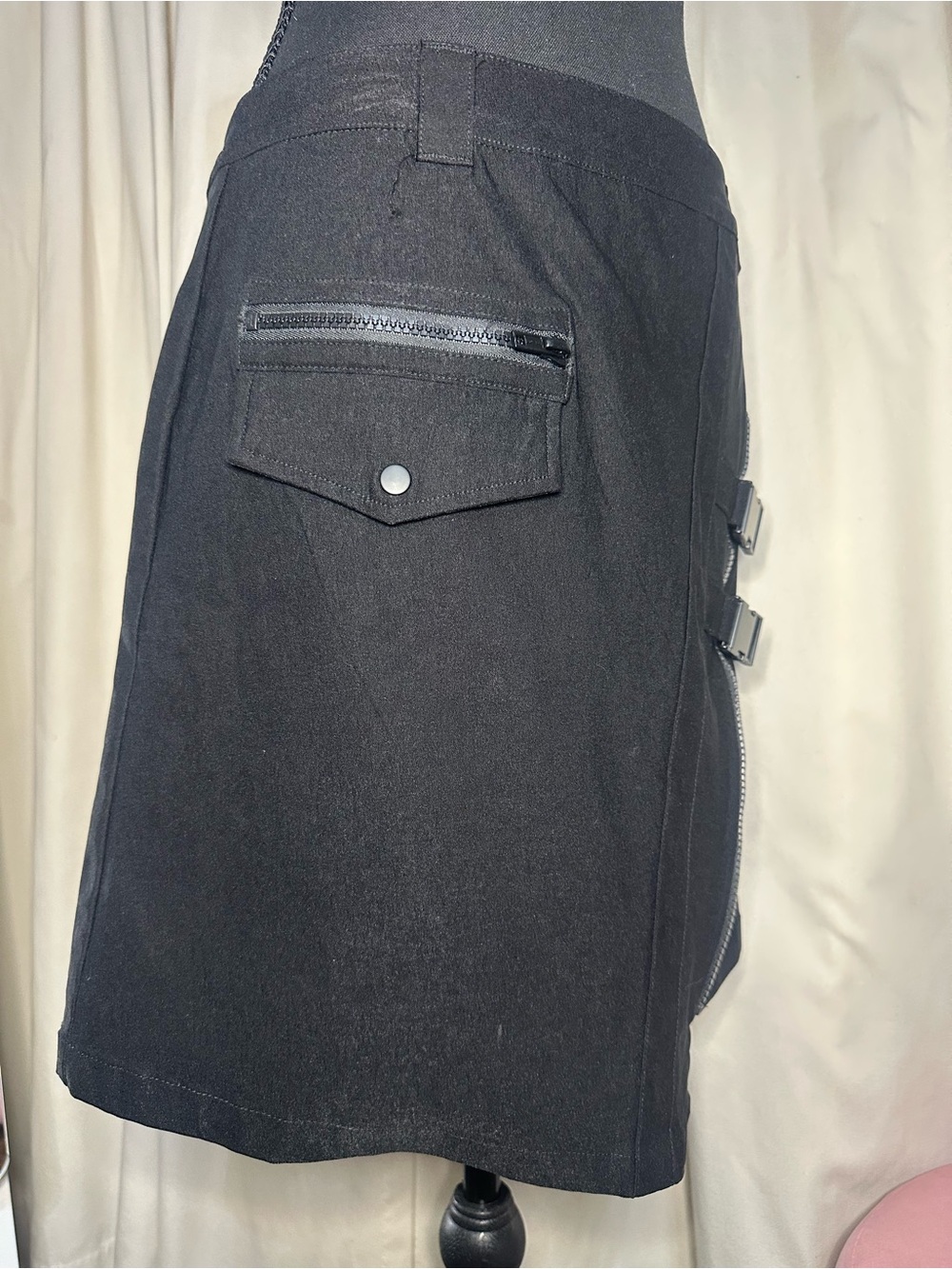 Killstar Black Asymmetrical Skirt with Buckle and Zipper Detail - Picture 2 of 5
